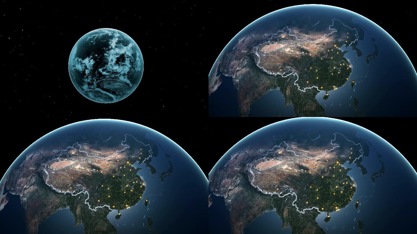 地球到中国地图地球放大2.5k