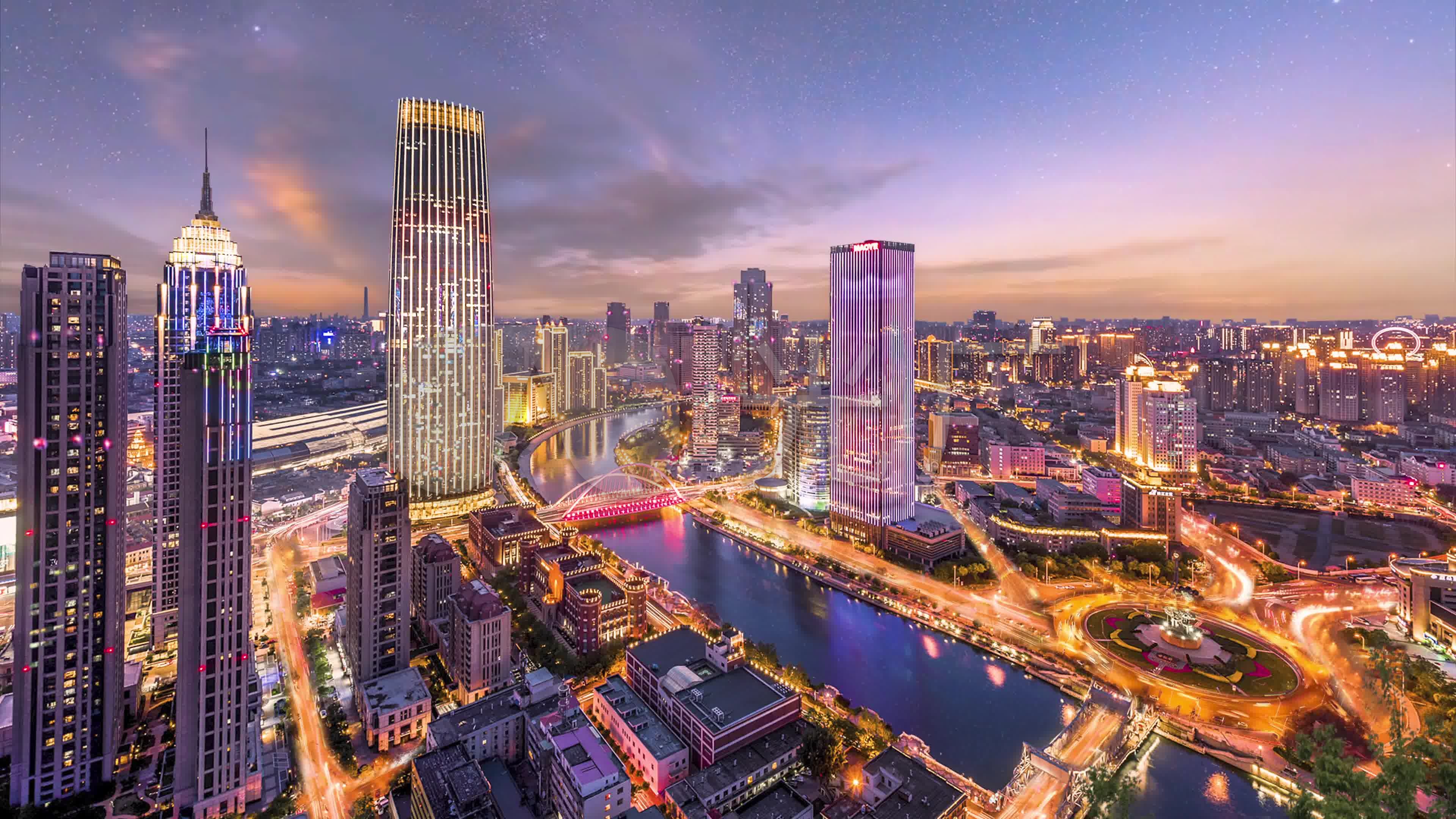 天津天津市天津城市风光延时天津延