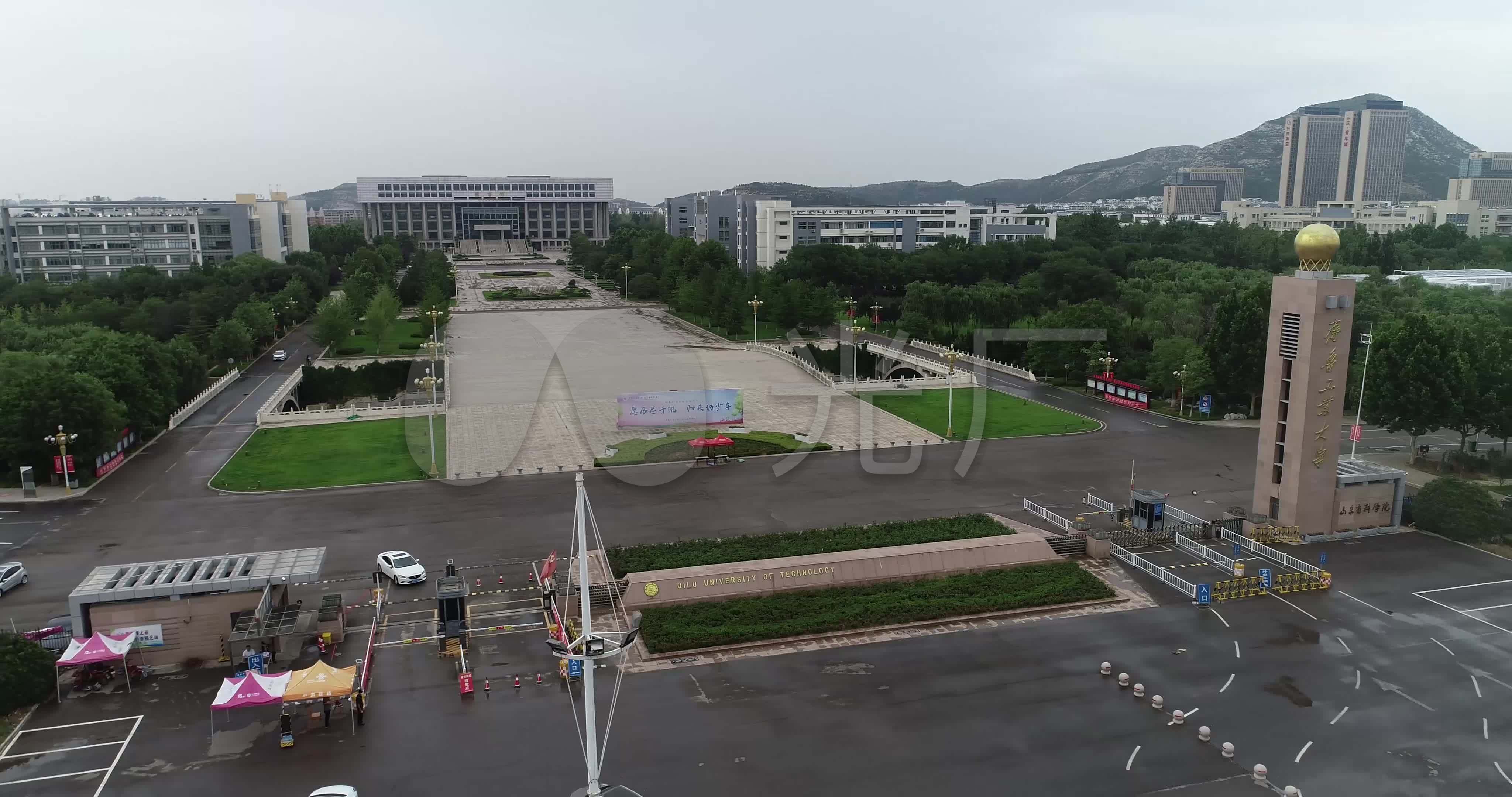 4k航拍长清大学城齐鲁工业大学校园教学楼_4096x2160