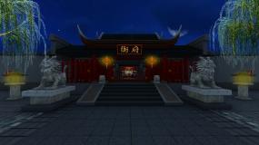 古代府衙衙门循环背景-夜景_1920x1080_高清视频素材下载(编号