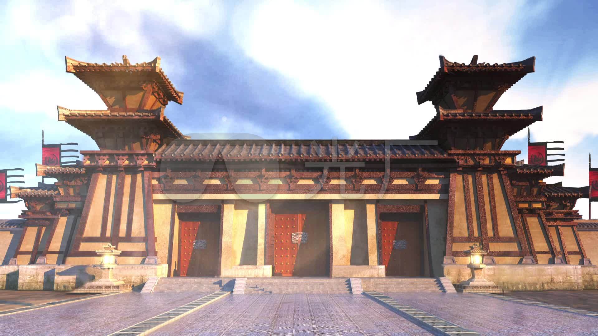 古代中式秦汉古建筑城门