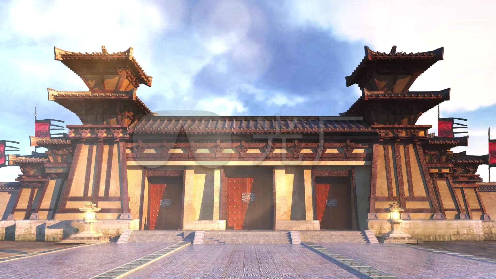 古代中式秦汉古建筑城门
