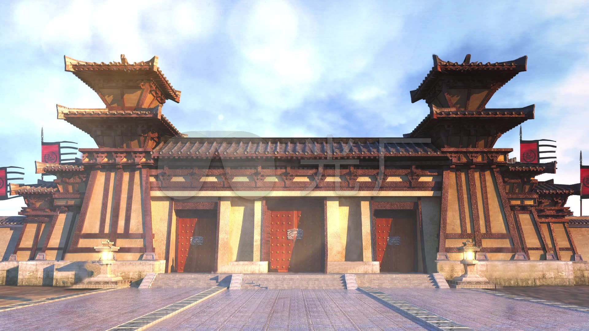 古代中式秦汉古建筑城门