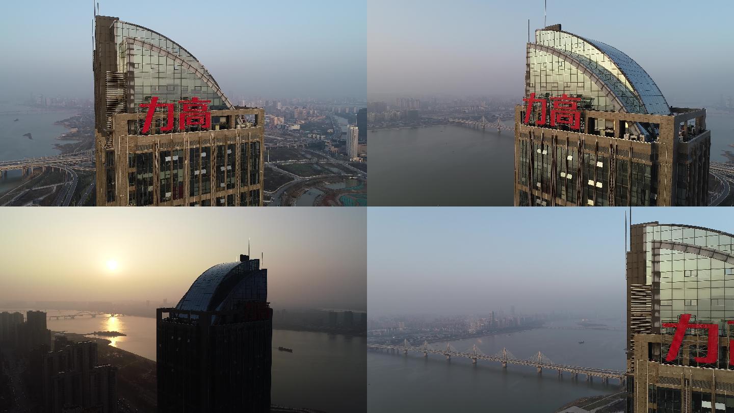 航拍南昌力高高楼摩天大楼建筑江边