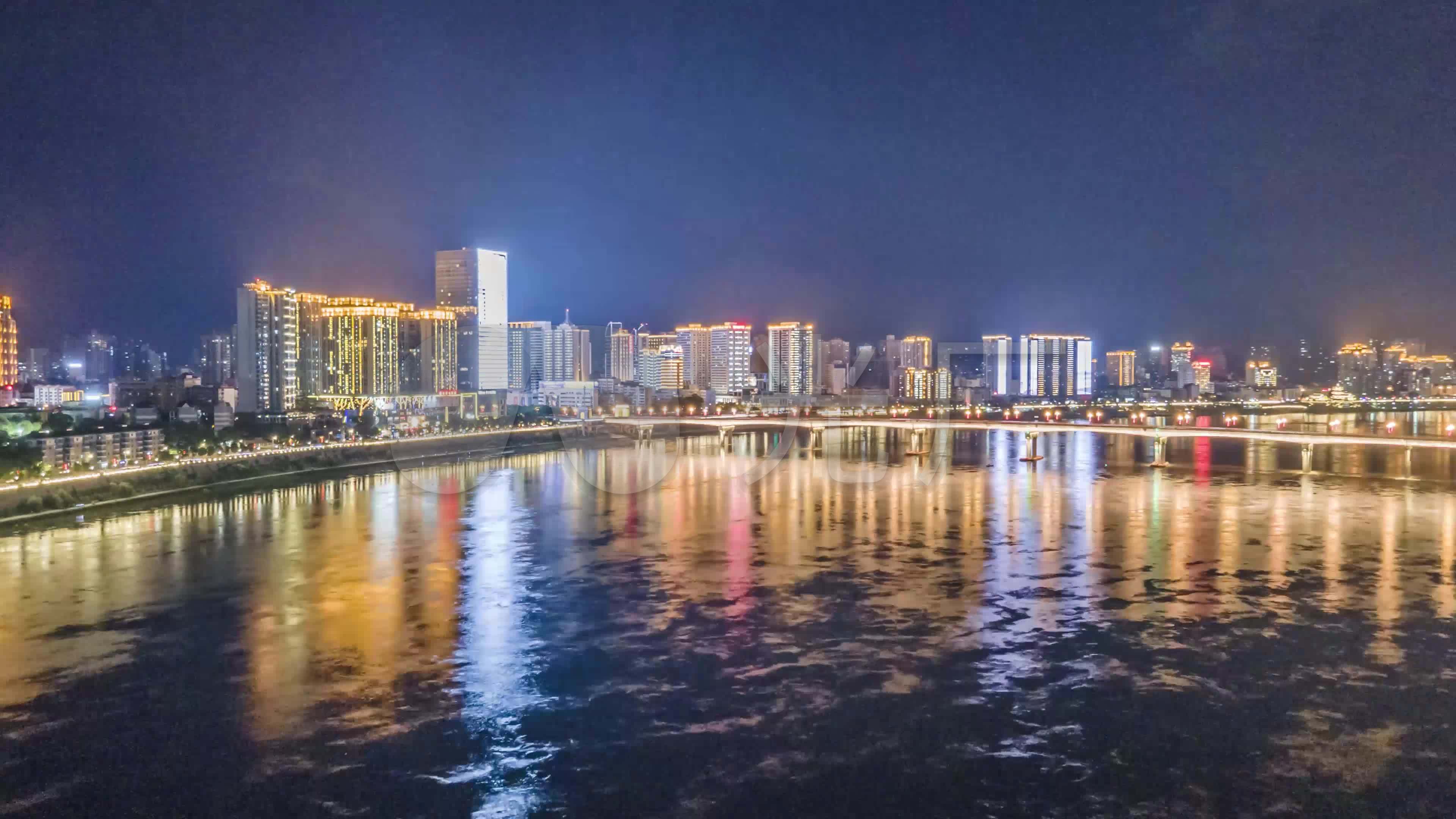 株洲神龙阁湘江大桥希尔顿沿江延时夜景4k_3840x2160