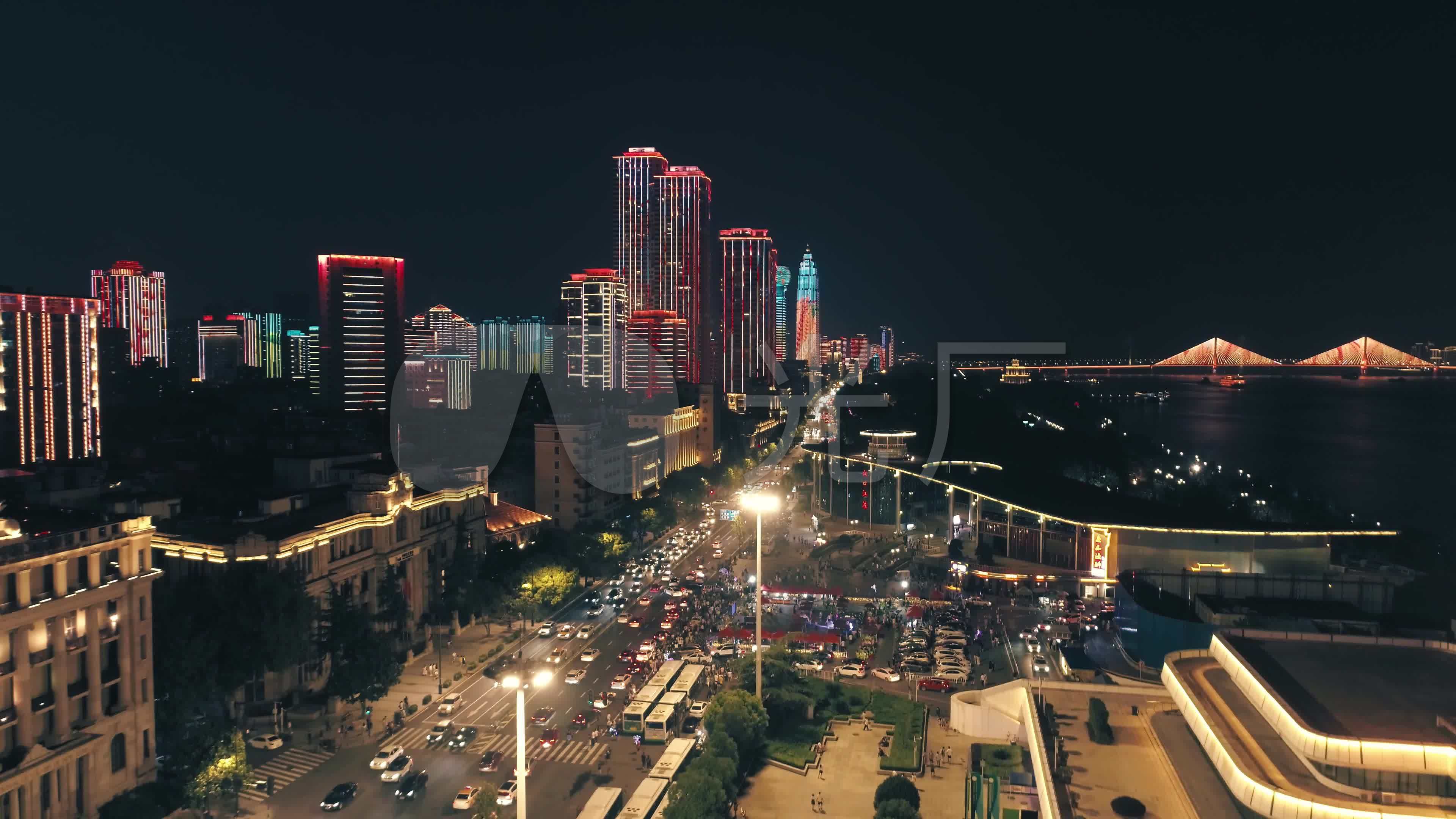 【原创4k】武汉沿江大道夜景航拍_3840x2160_高清视频
