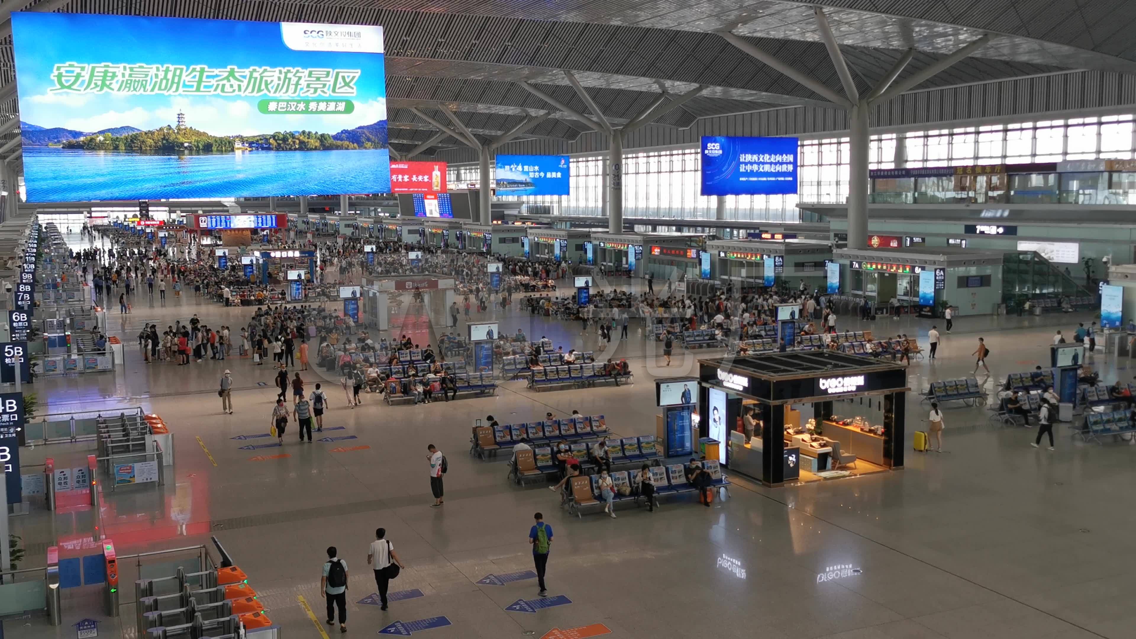 4k-原素材-西安北候车大厅航拍_3840x2160_高清视频素材下载(编号