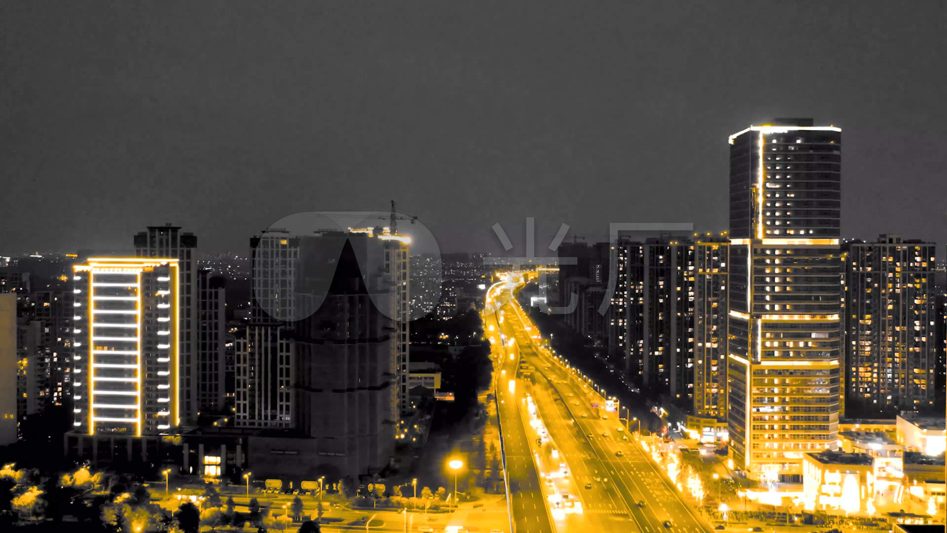 城市夜景航拍延时摄影_3840x2160_高清视频素材下载