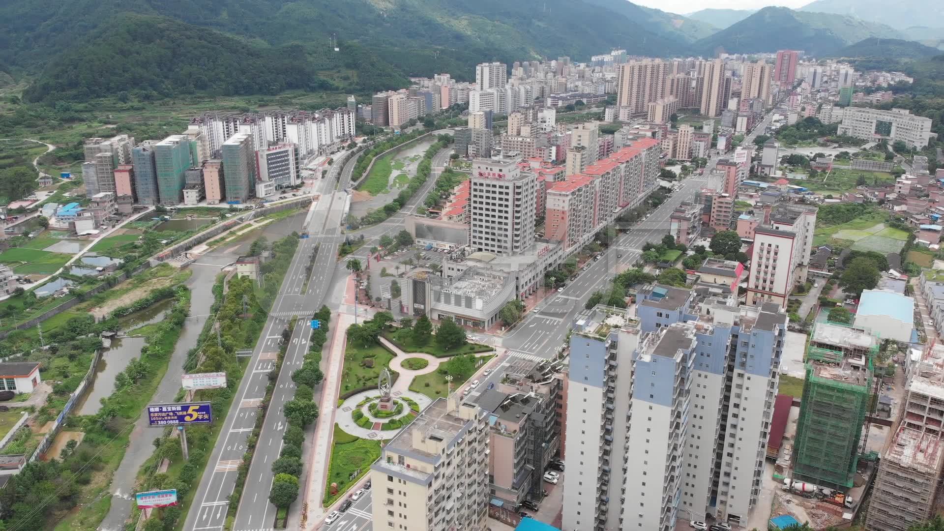 广东清远连山县城航拍