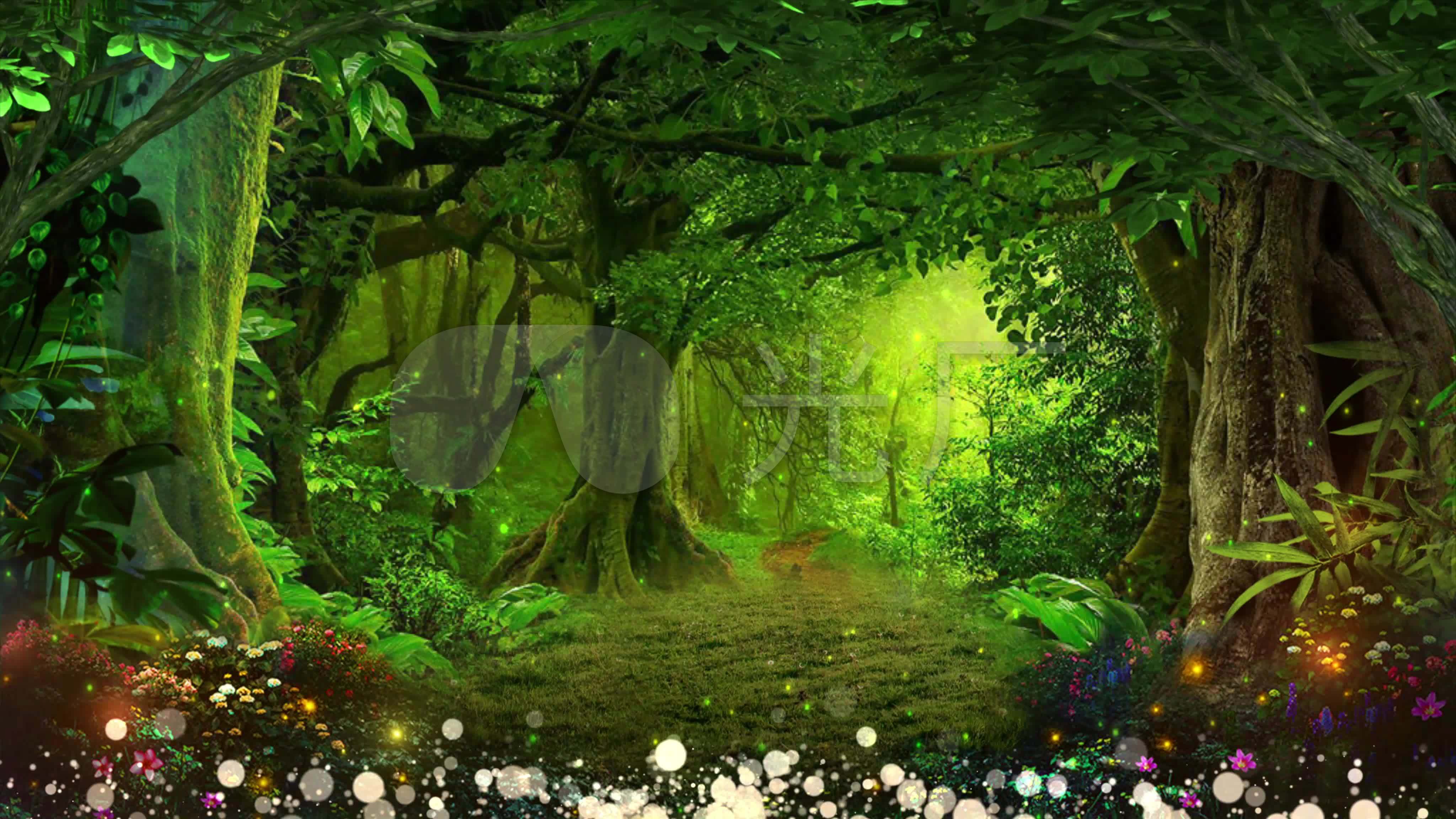 4k绿色森林童话背景循环_4096x2304_高清视频素材下载