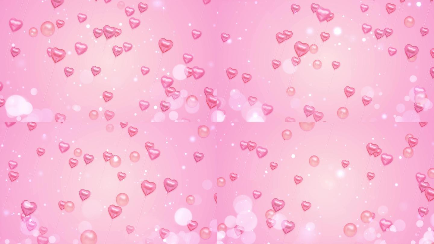 4k粉色爱心气球背景循环