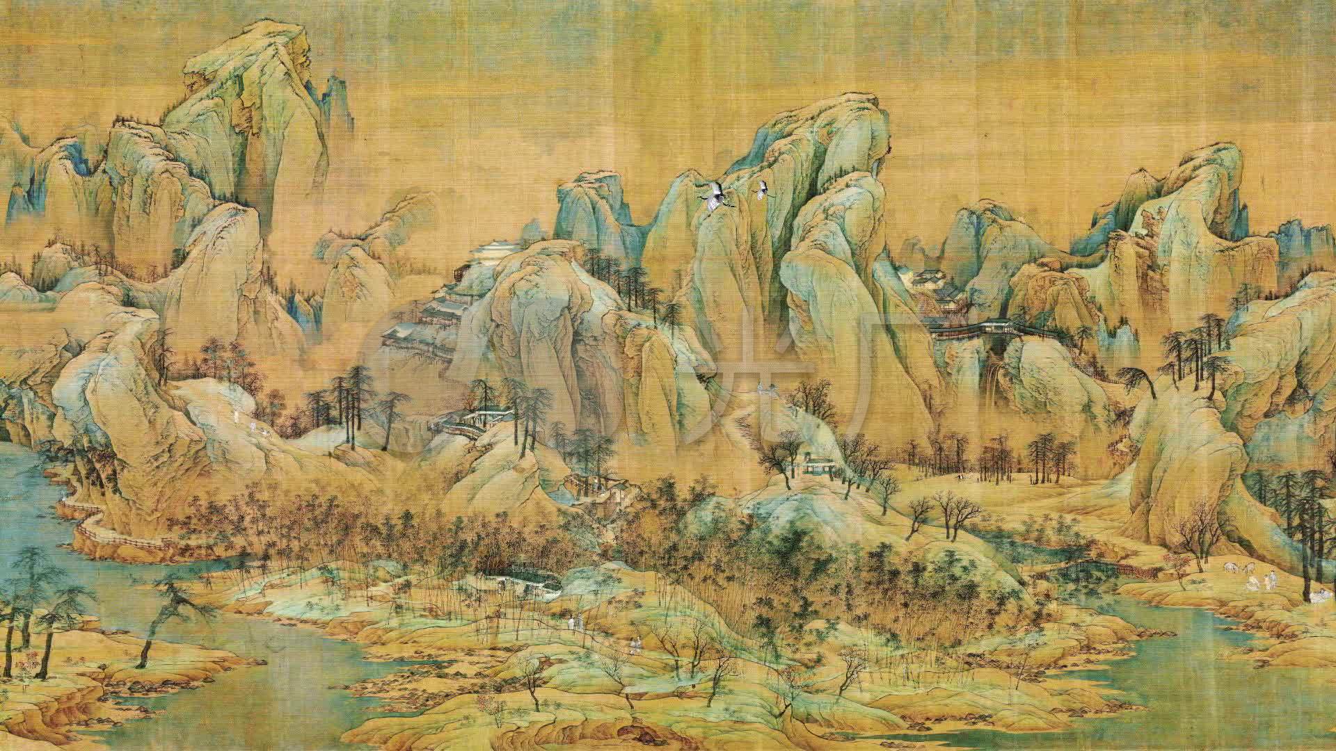 江山秋色图卷视频素材_1920x1080_高清视频素材下载