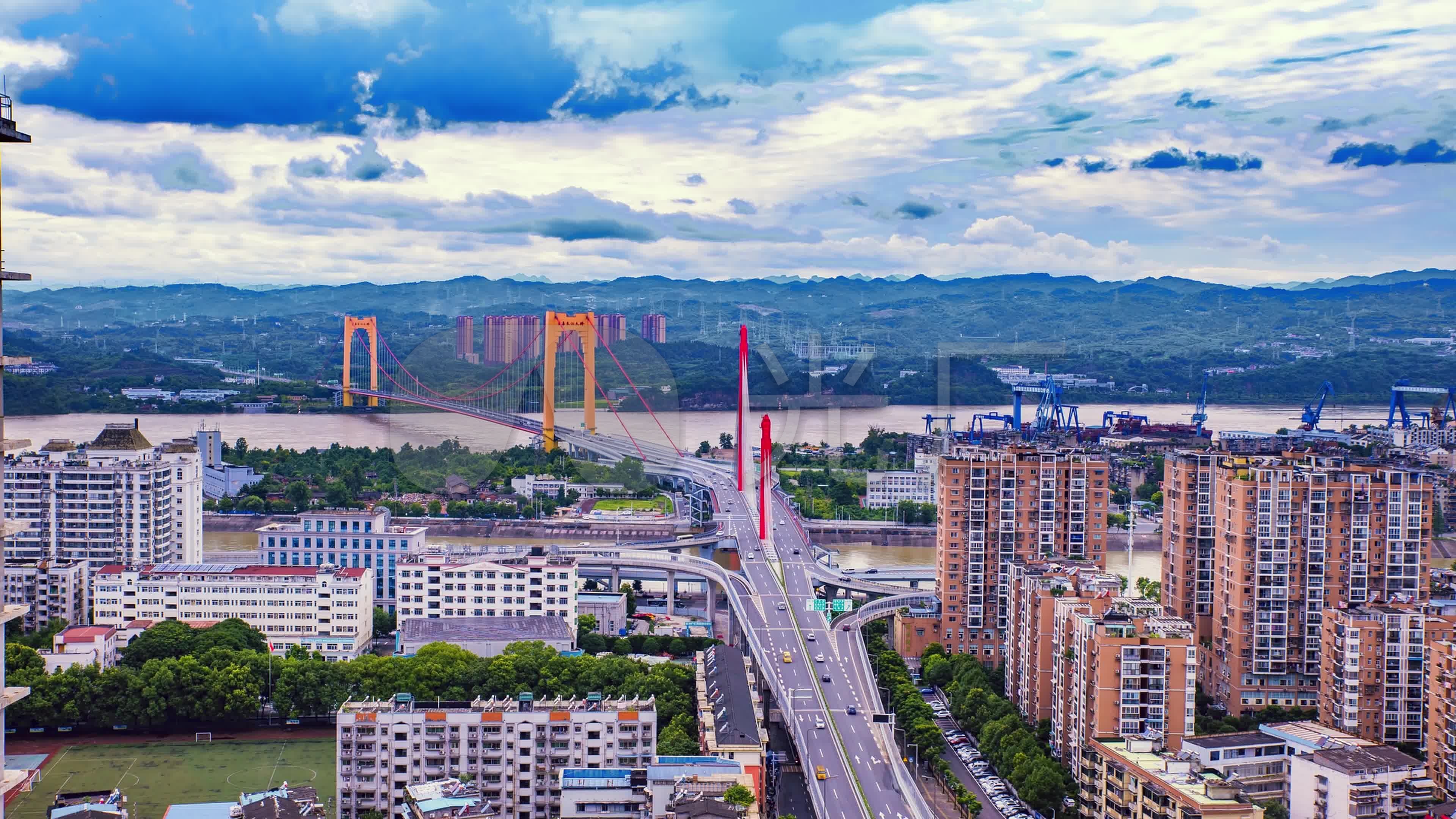 湖北宜昌城市景色至喜大桥延时间隔4k_3840x2160_高清