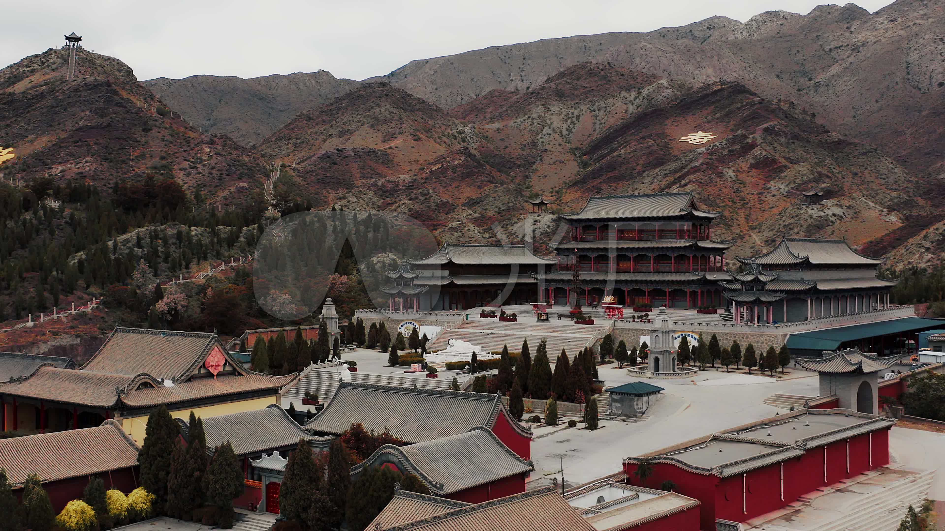 石嘴山北武当庙4k航拍_3840x2160_高清视频素材下载(编号:4732450)