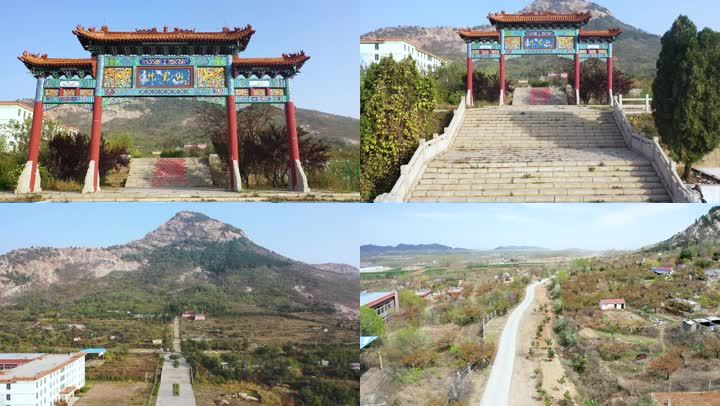 泰安宁阳神童山森林公园公园航拍高清风景旅游宁阳景点宁阳神童山梨花