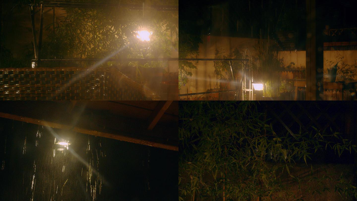 伤感的夜雨庭院