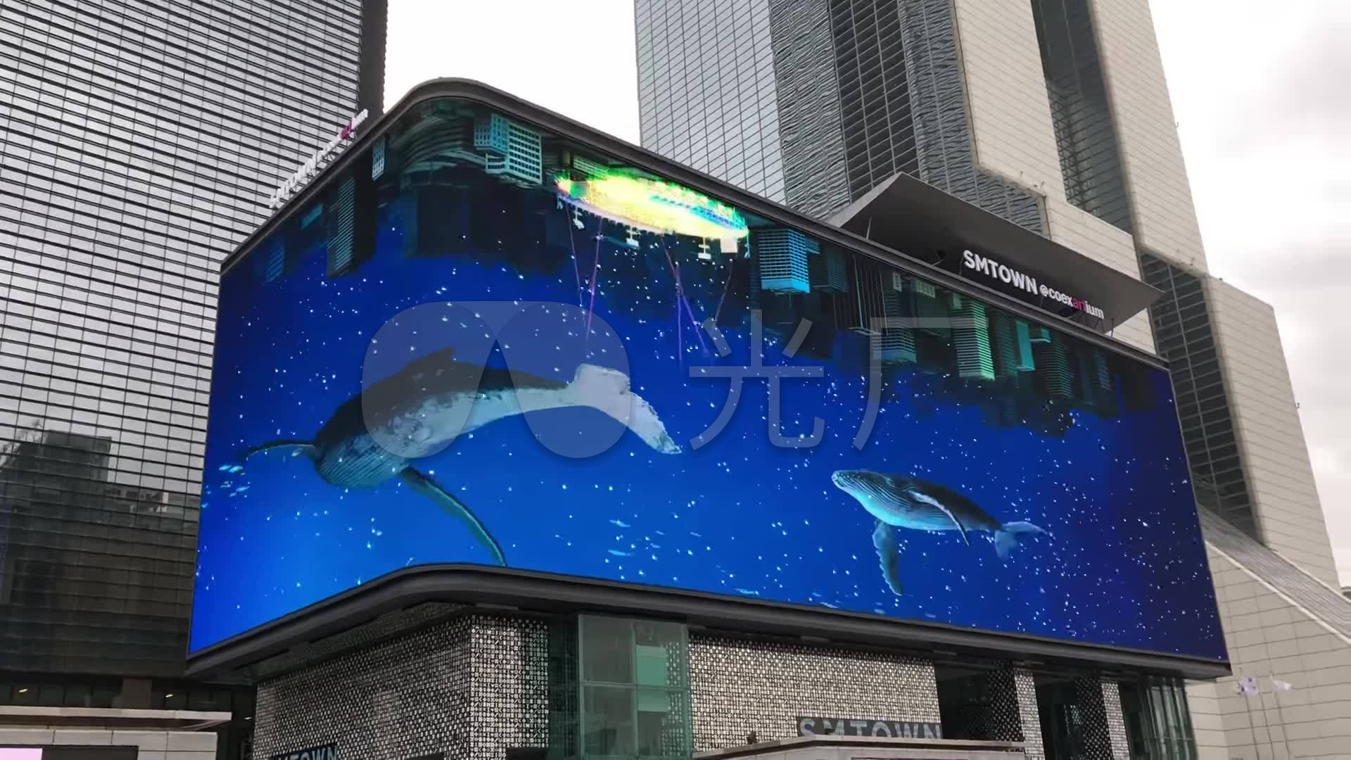 视频素材 实拍视频 景观人文 韩国户外创意led屏裸眼3d海浪 来自视频