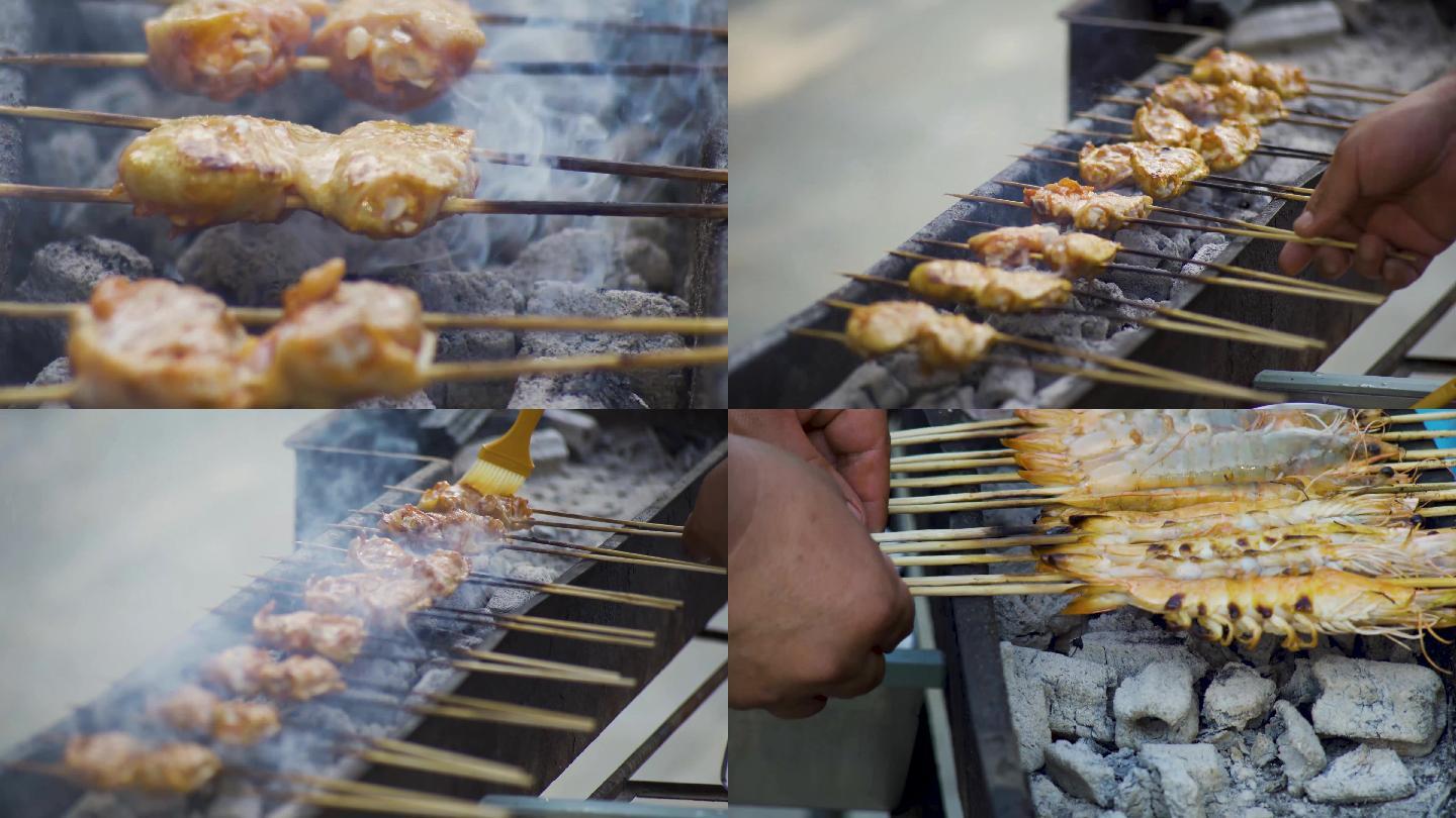 美食 实拍 4k 烧烤 烤串