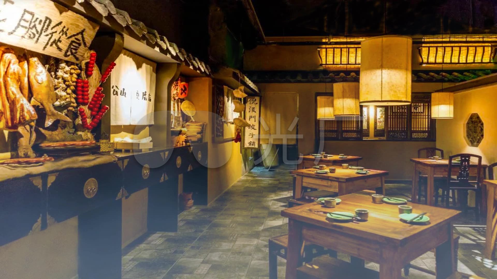 古代街市茶馆酒馆背景