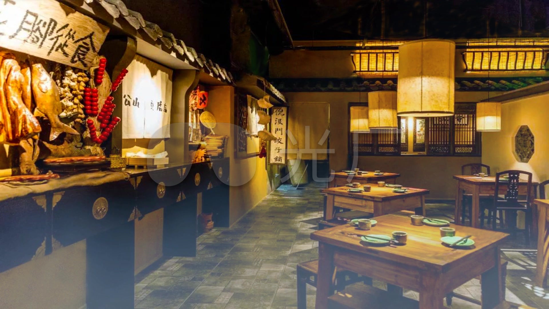 古代街市茶馆酒馆背景