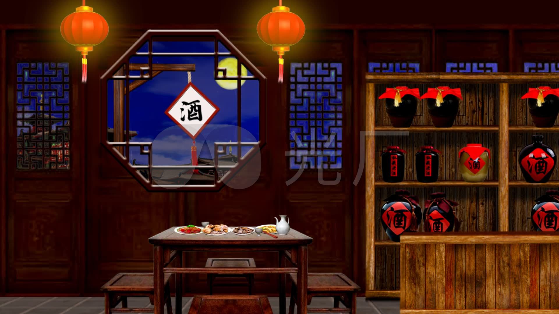 古代酒楼酒馆内景-夜景晚上_1920x1080_高清视频素材