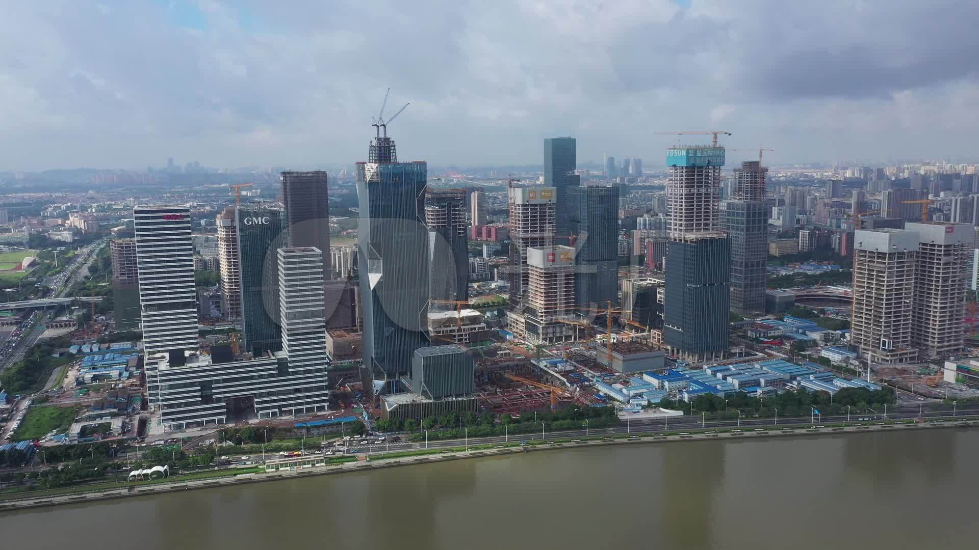 航拍建设中的广州琶洲cbd_1920x1080_高清视频素材(:)