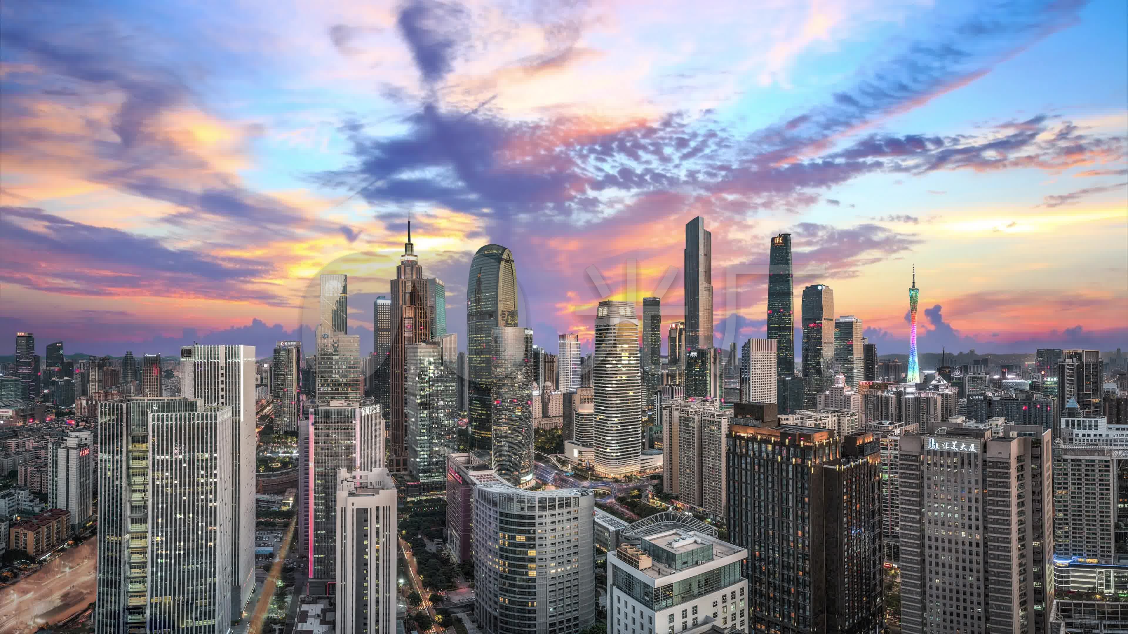 广州城市夜景地标建筑羊城城市素_3840x2160_高清视频