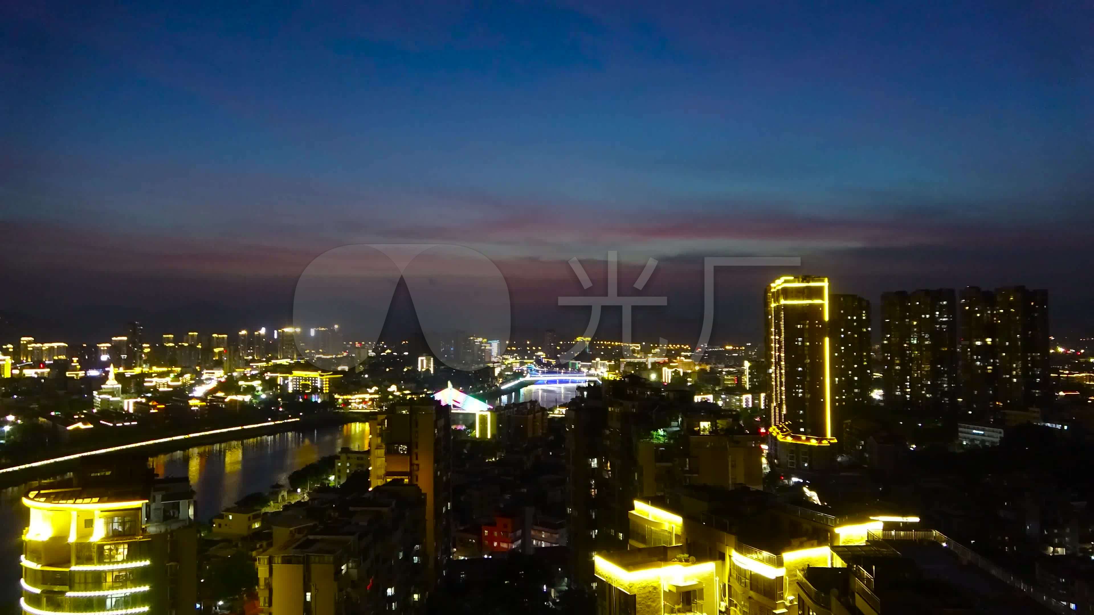 厦门同安实景双溪日落夜景延时4k