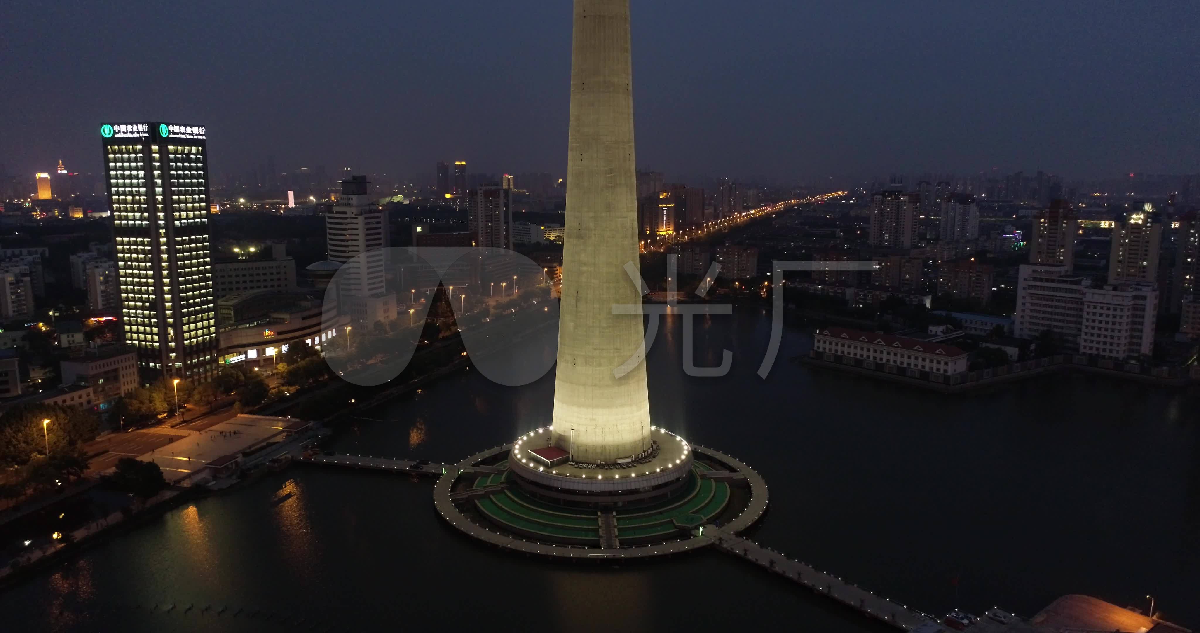 天津天塔湖天塔航拍夜景