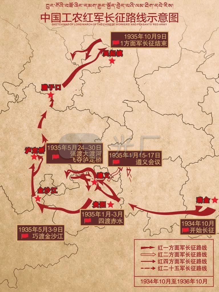 中国工农红军长征线路示意图_768x1024_高清视频素材
