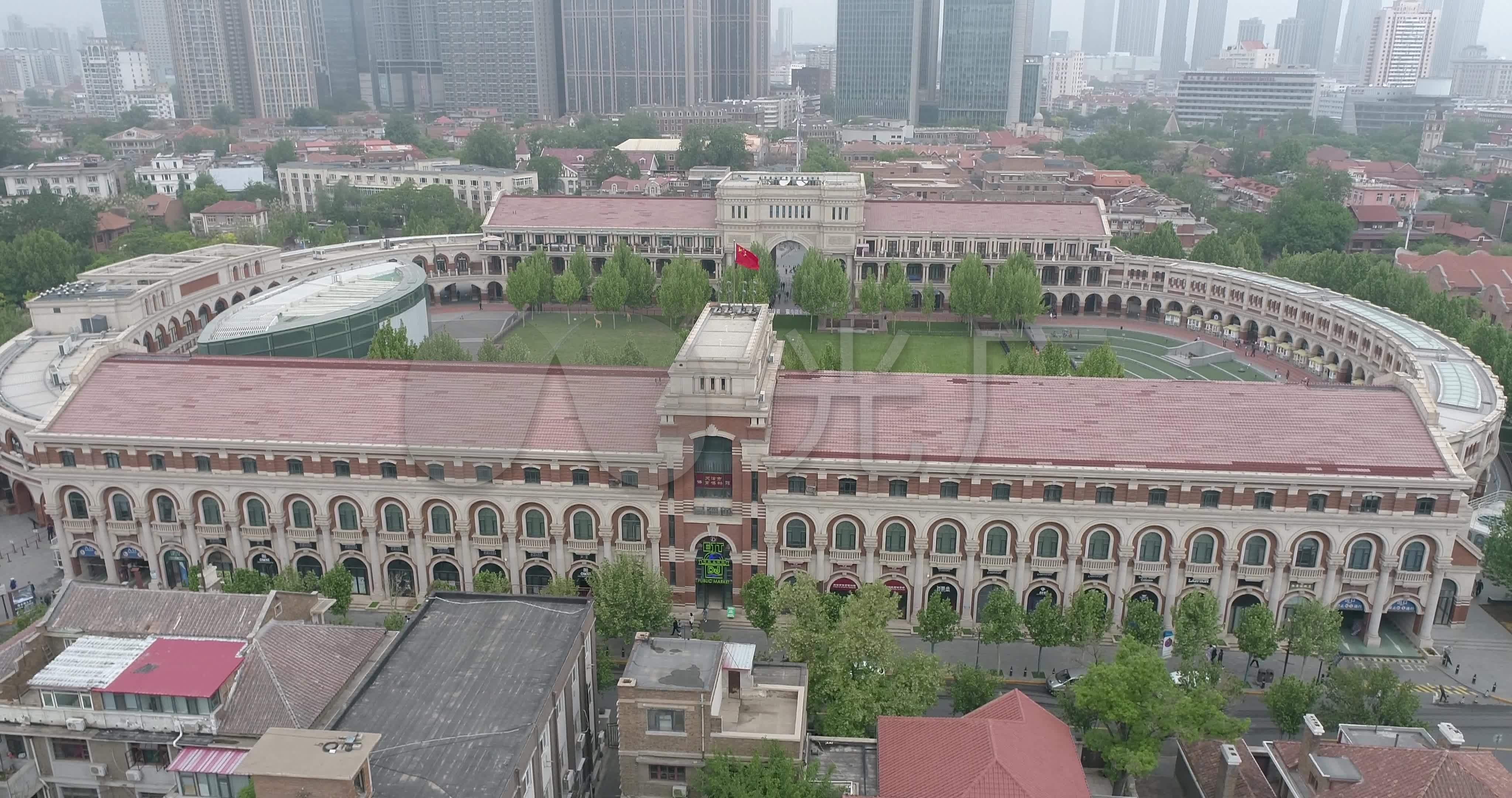 天津五大道民园广场环绕航拍最新_4096x2160_高清视频素材下载(编号