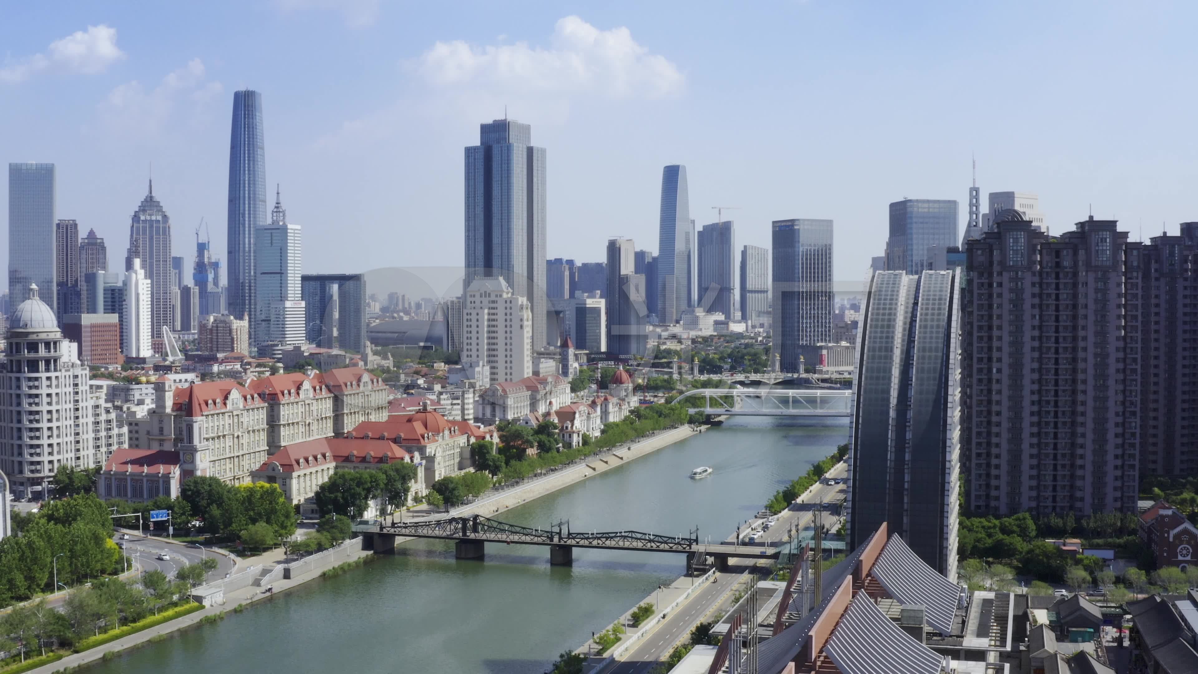 【原创】航拍天津海河_3840x2160_高清视频素材下载