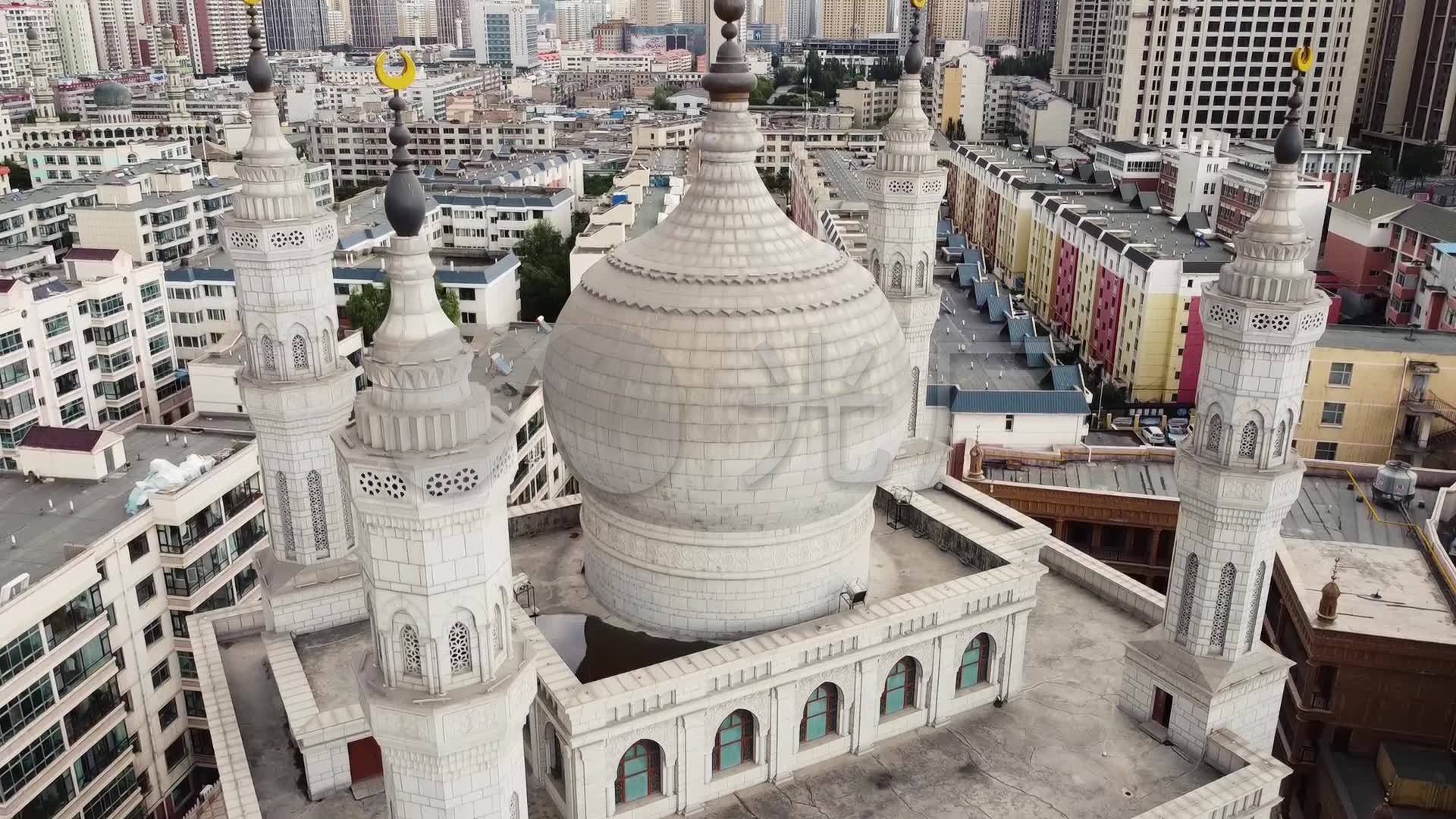 航拍西宁南关清真寺