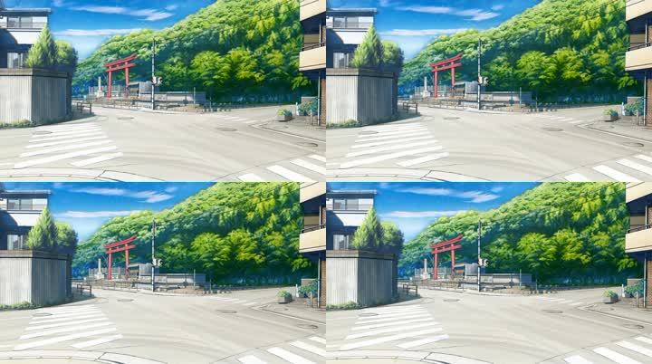 动漫十字路口背景场景