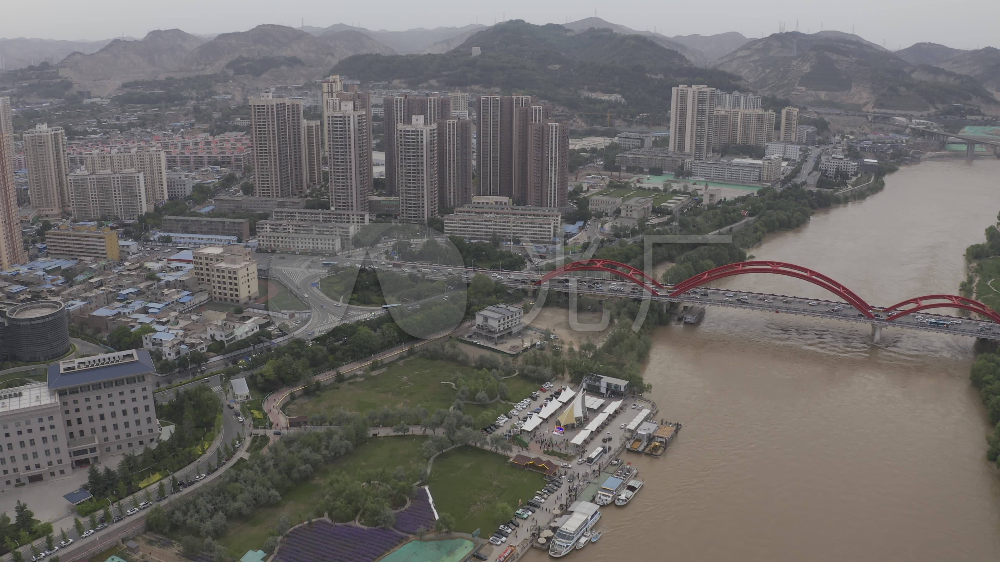 4k-hlg原素材-兰州雁滩黄河大桥航拍_3840x2160_高清视频素材下载