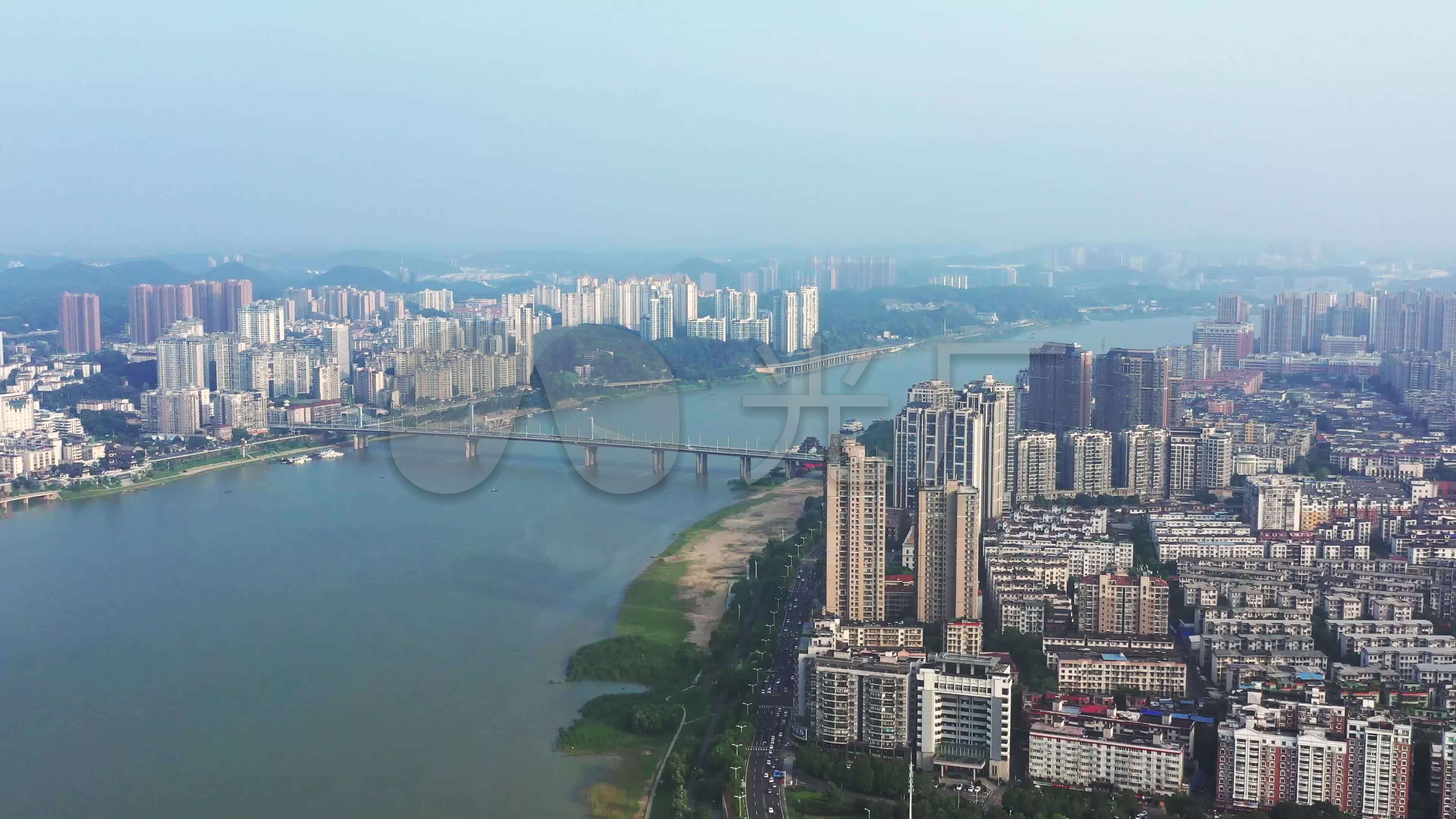 湖南株洲城市全景江景火车头公园_3840x2160_高清视频素材下载(编号