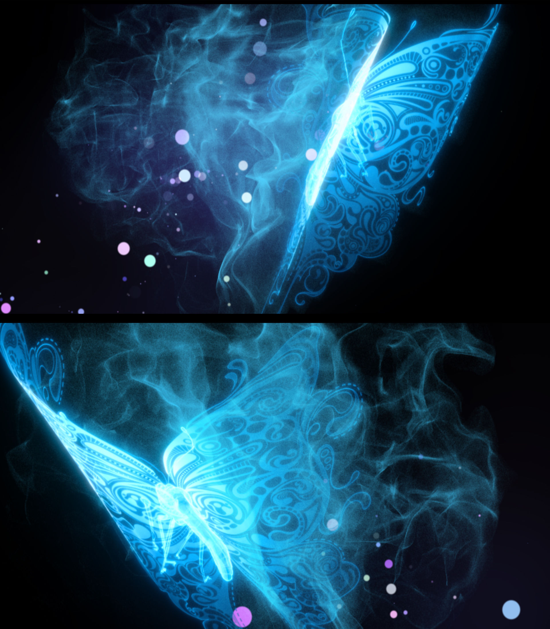 蓝色梦幻蝴蝶飞翔粒子_视频素材包下载(编号:4818299)