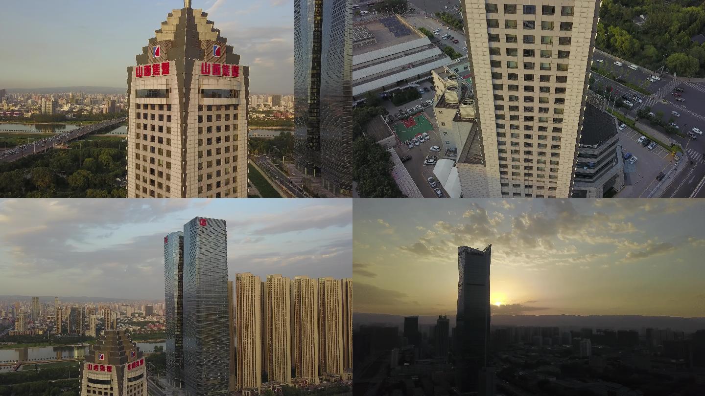 航拍太原迎泽西大街焦煤大厦4k