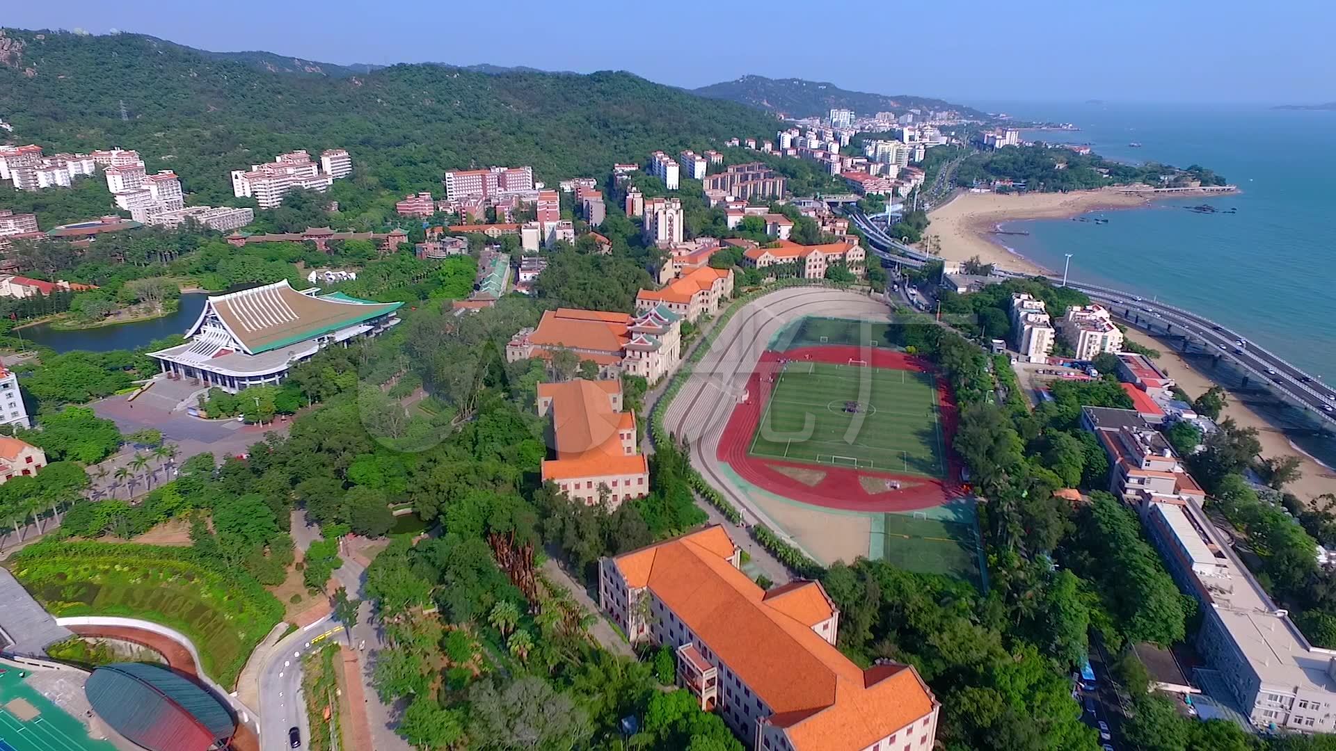 航拍厦门大学上弦场_1920x1080_高清视频素材下载(编号:4853905)_实拍