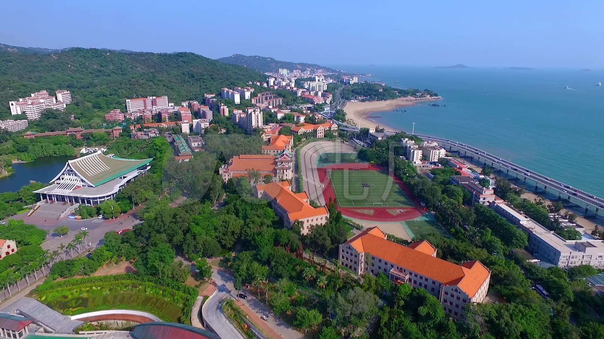 航拍厦门大学上弦场_1920x1080_高清视频素材下载(编号:4853905)_实拍