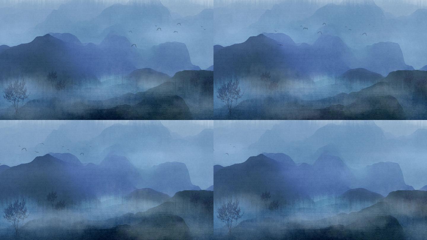 云雾缭绕水墨山峰-9循环