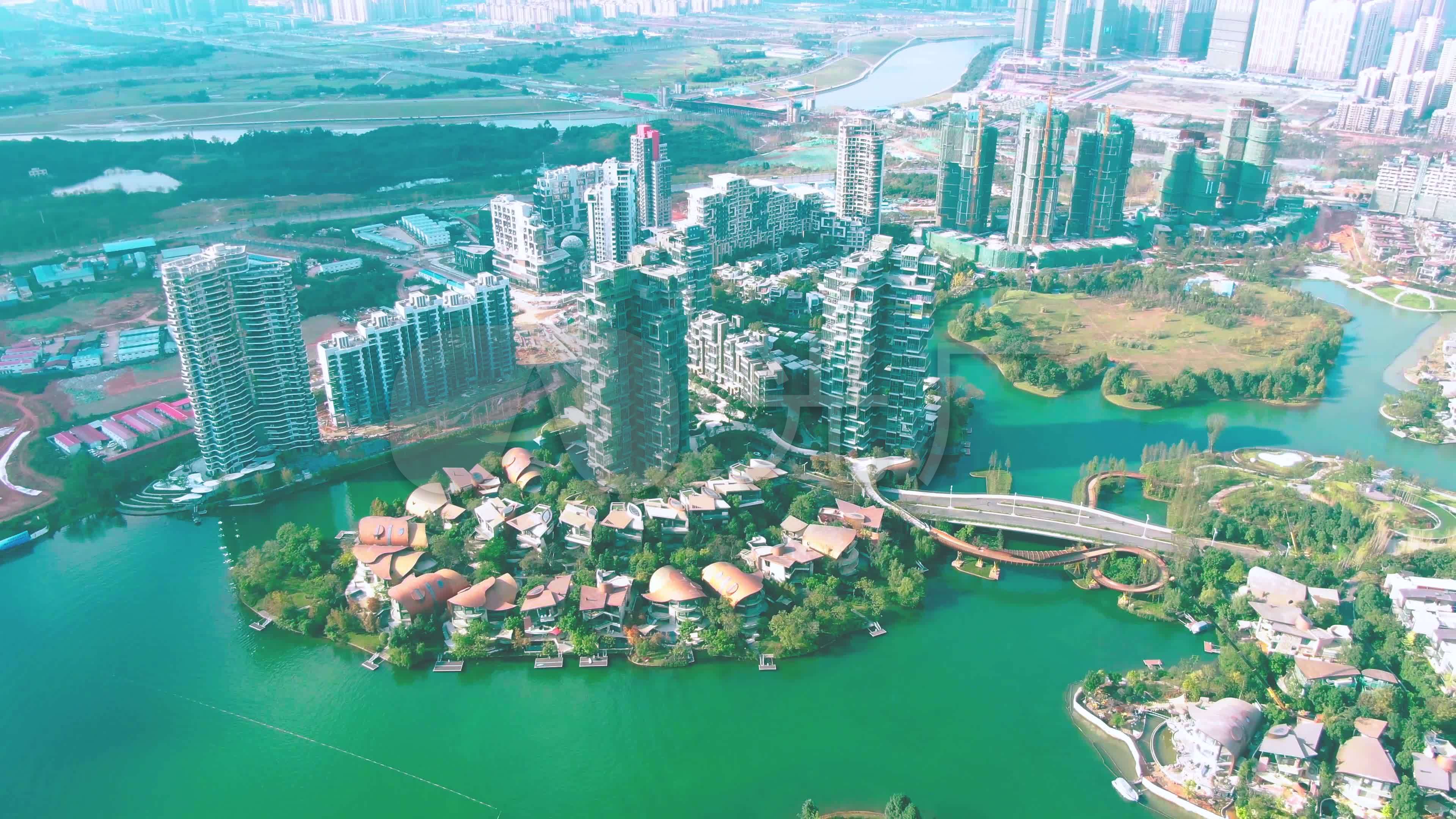 成都豪宅麓湖生态城别墅区4k航拍(1)_3840x2160_高清视频素材下载