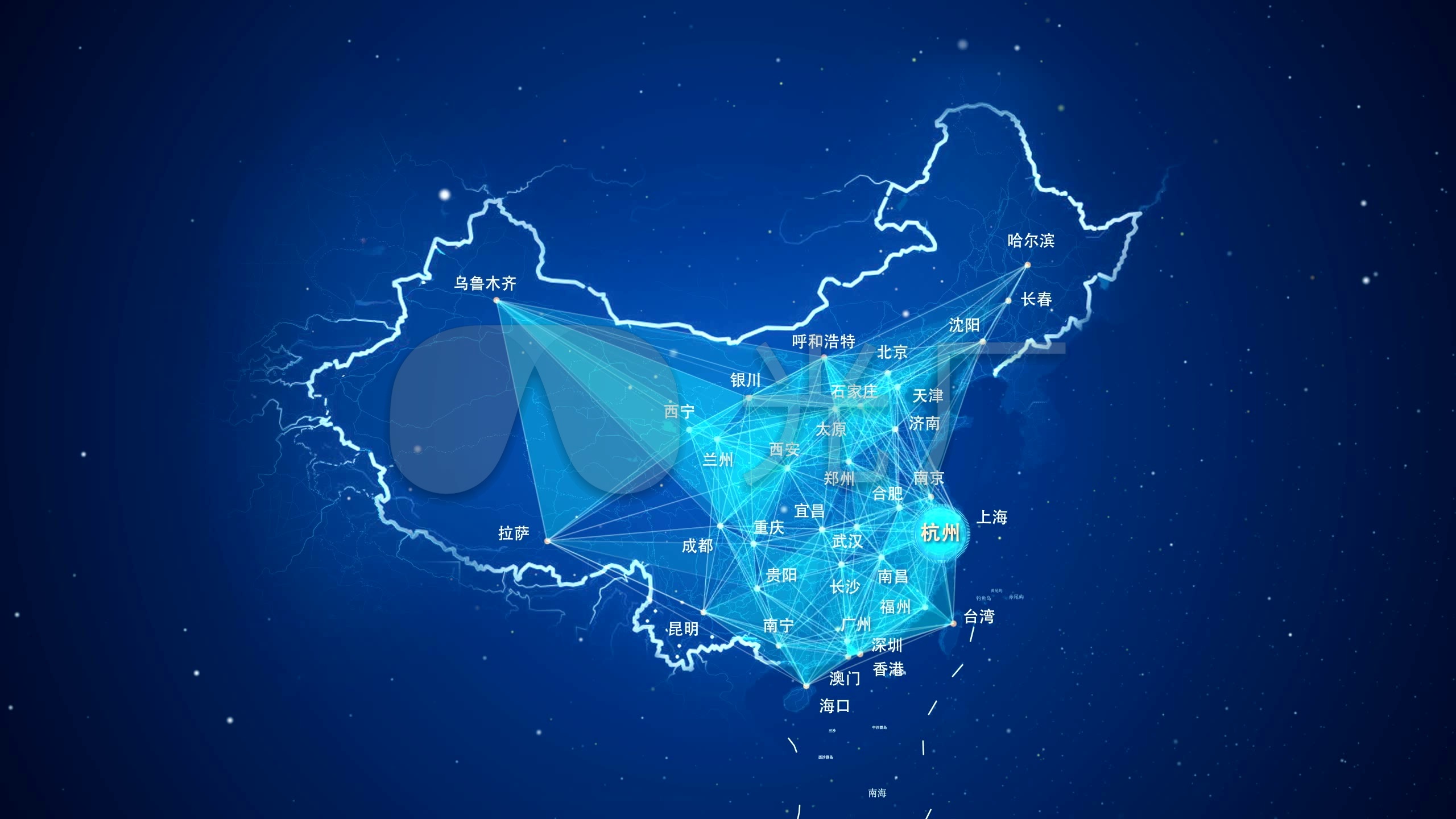 浙江杭州地图辐射_2560x1440_高清视频素材下载(编号:4875317)_影视