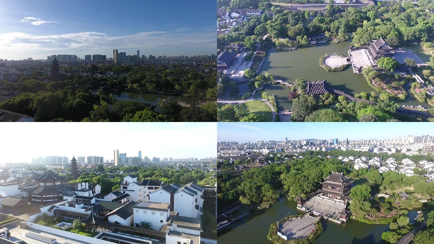苏州盘门景区航拍