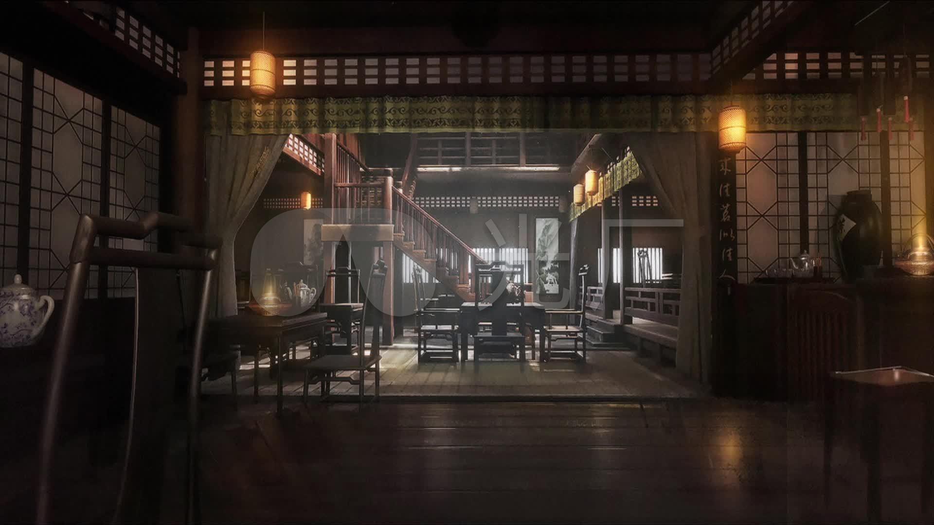 古代酒楼室内场景_1920x1080_高清视频素材下载(编号