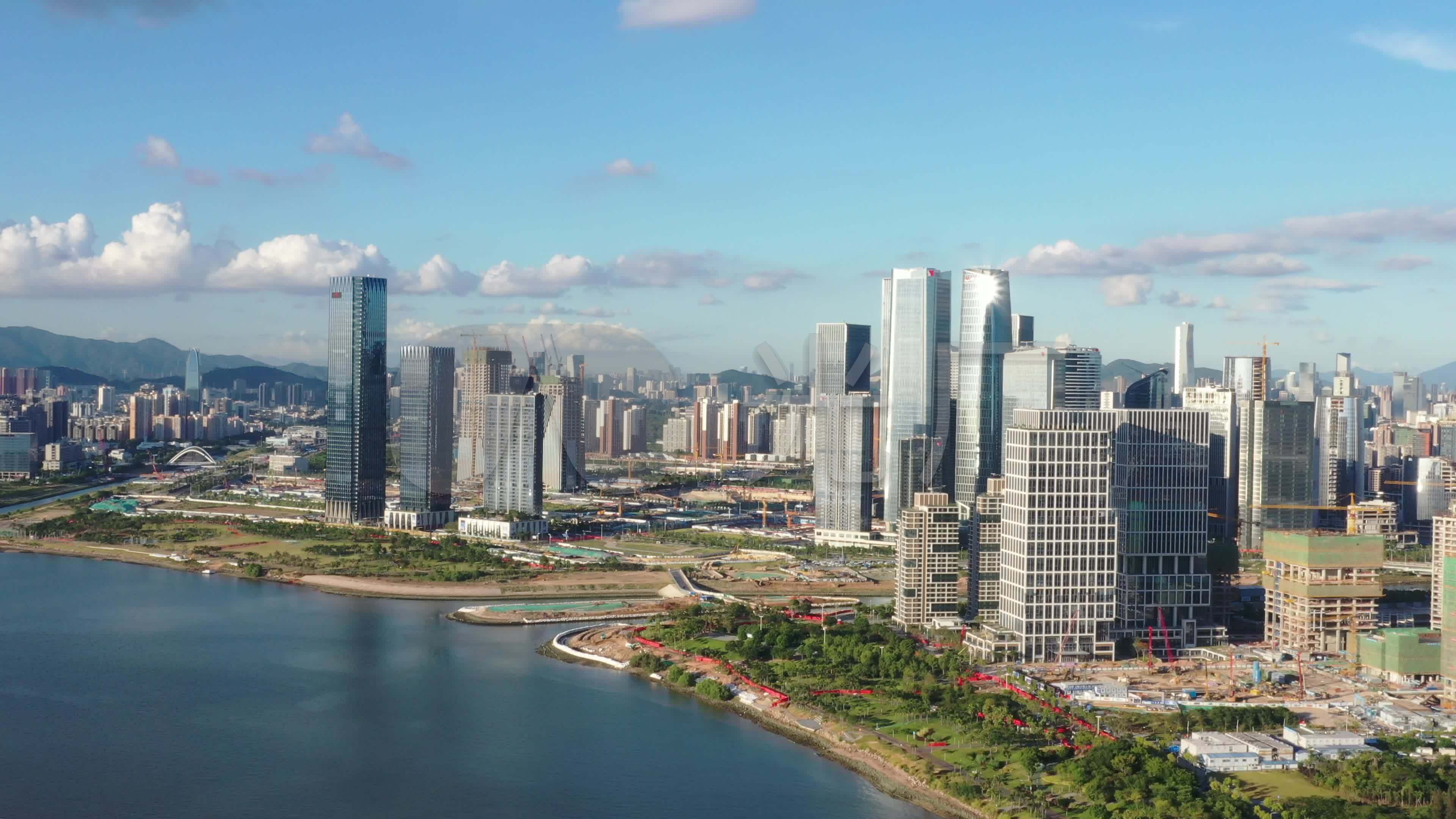深圳前海开发区地标前海湾全景横移