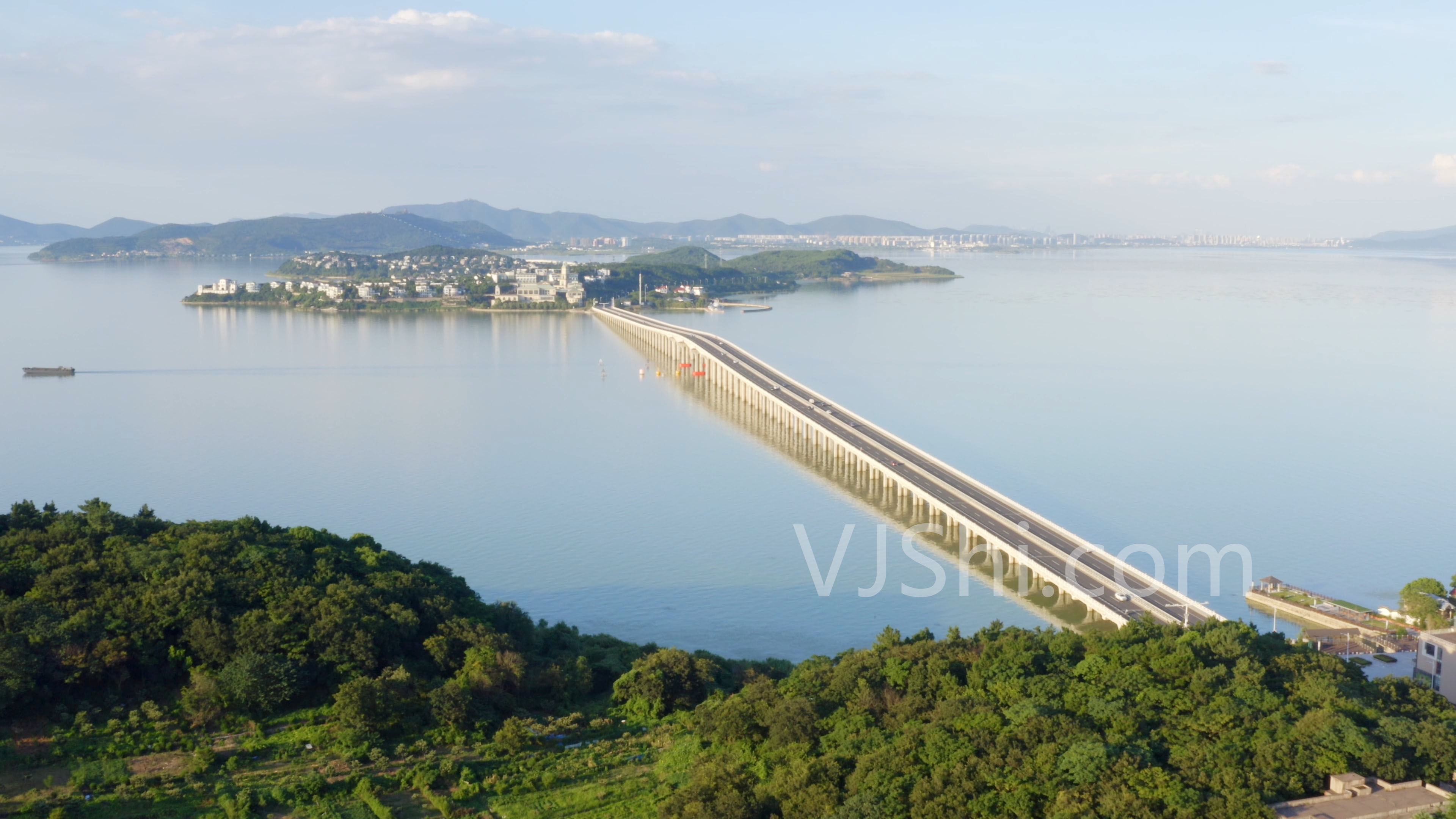 苏州西山太湖大桥航拍4k原素材