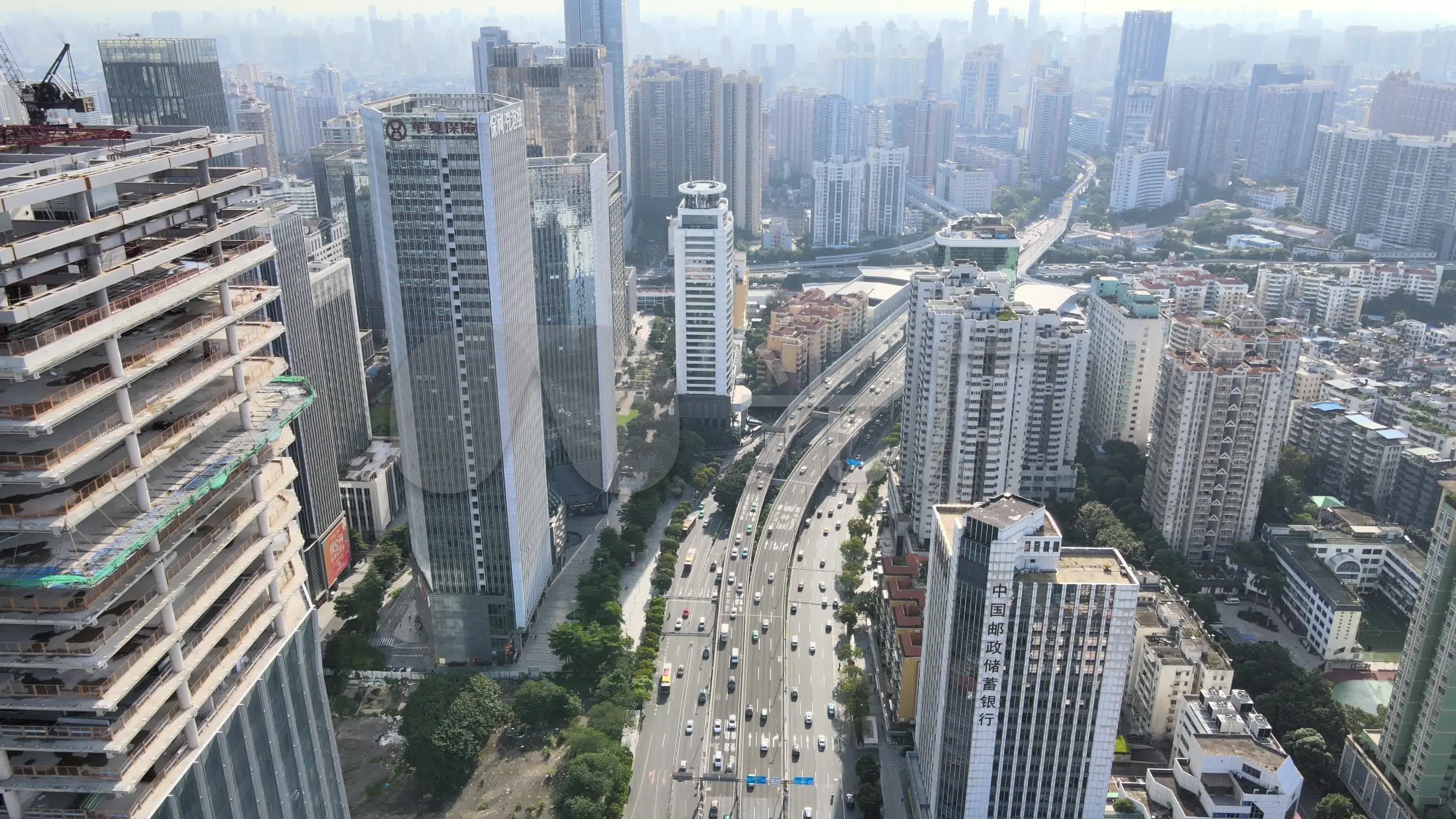 最新航拍广州黄埔大道城市交通_3840x2160_高清视频素材下载(编号