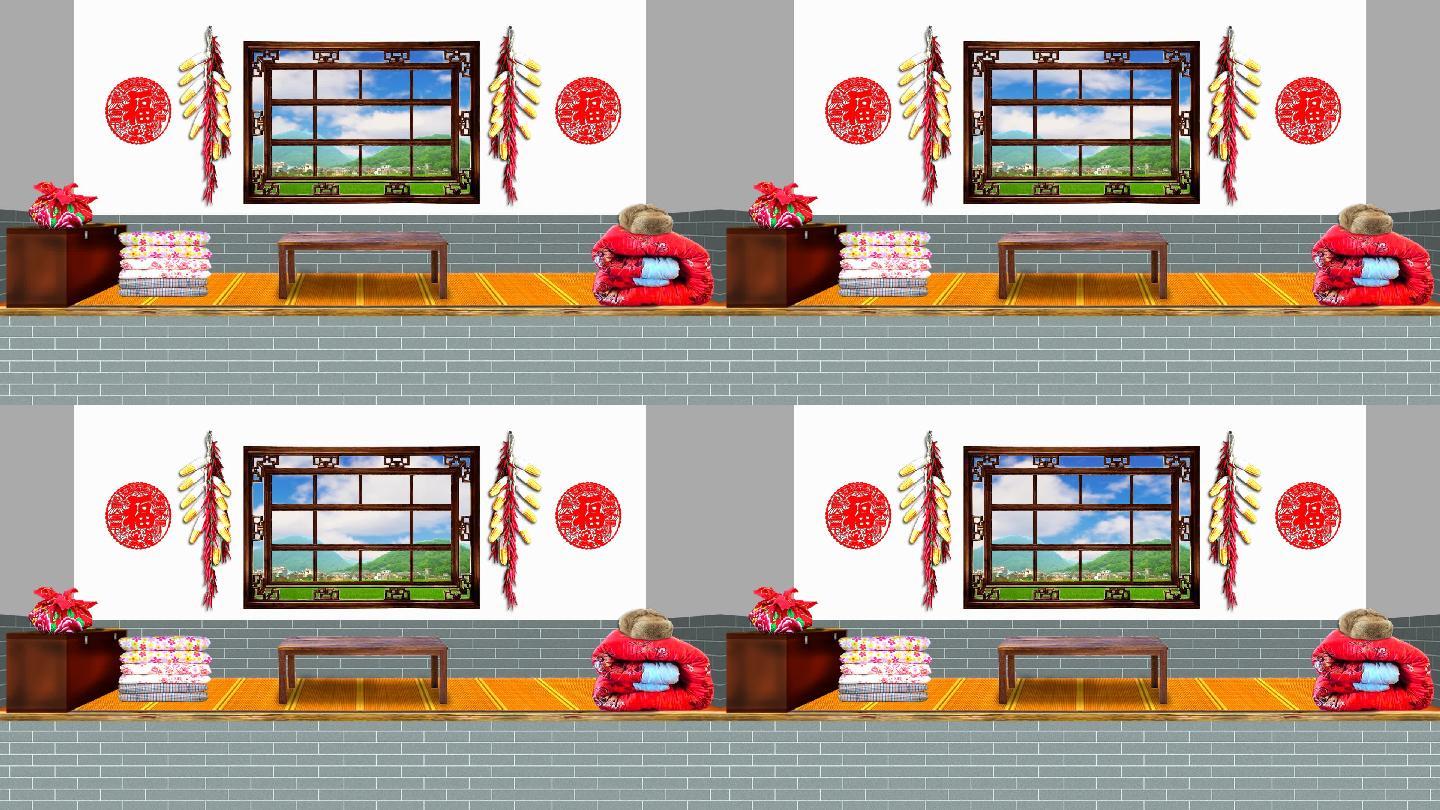 东北火炕小品背景-白天