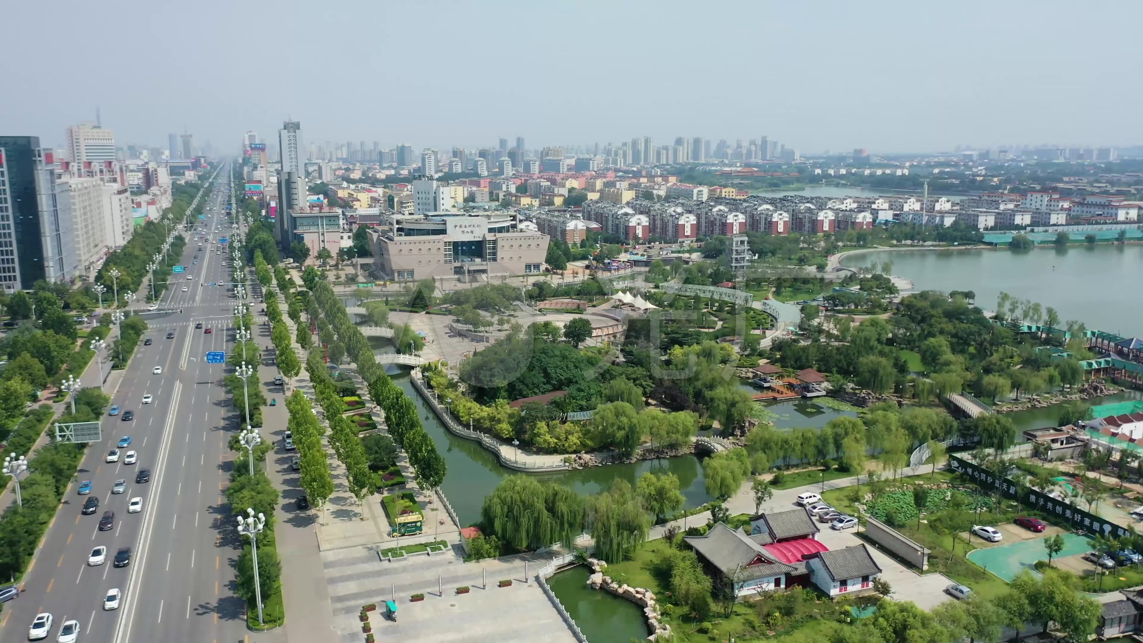 4k航拍-聊城市水城广场_3840x2160_高清视频素材下载